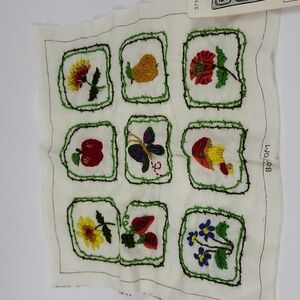 Maxim Spring Crewel Pillow Kit Strawberry Mushroom Boho Retro 70s Vtg